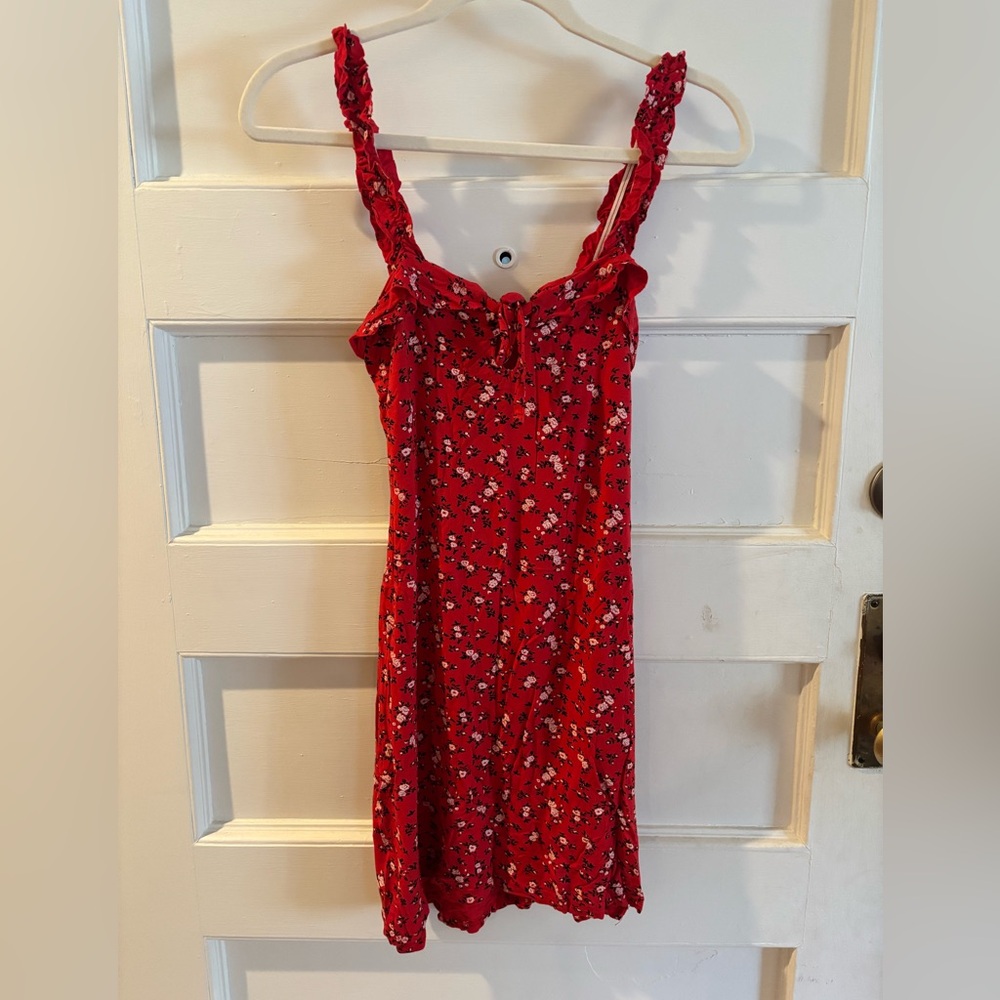 Pretty Little Thing red floral dress